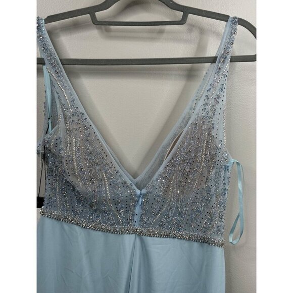 Mac Duggal Illusion Embellished Sleeveless Peplum Gown Powder Blue Size 6 11203 - Picture 9 of 9